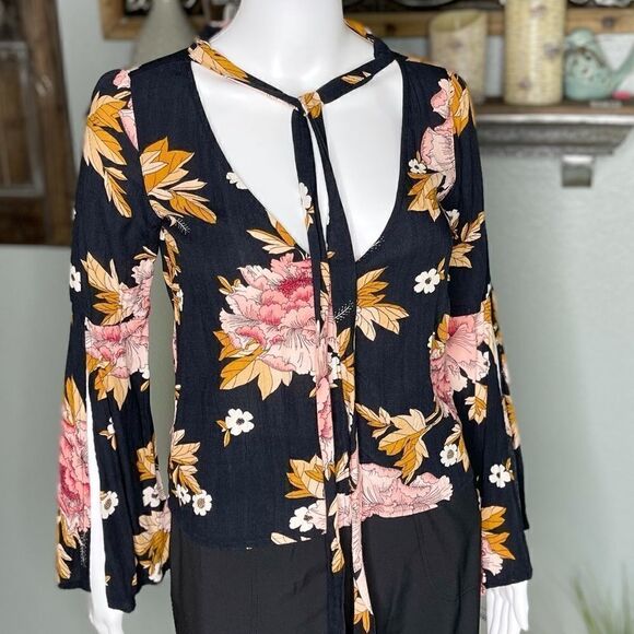 Billabong Lust Linger Long Sleeve Blouse Size Sm - Picture 2 of 15